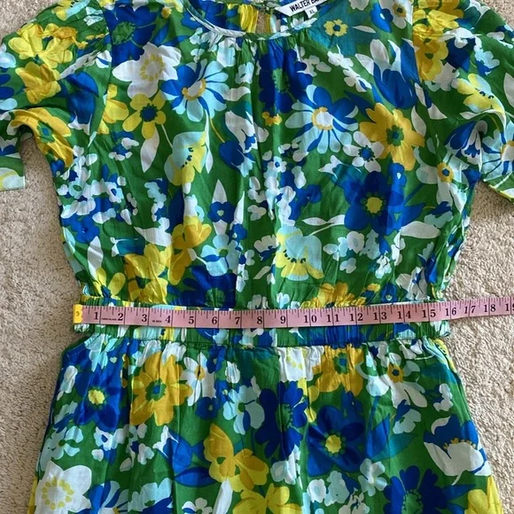 Walter Baker Kasey Dress Floral Mini Ruffle Hem Short Sleeves Size XL - Picture 12 of 16
